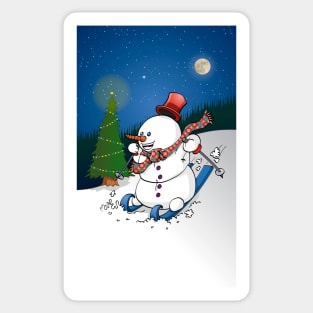 A snowman on skies Sticker